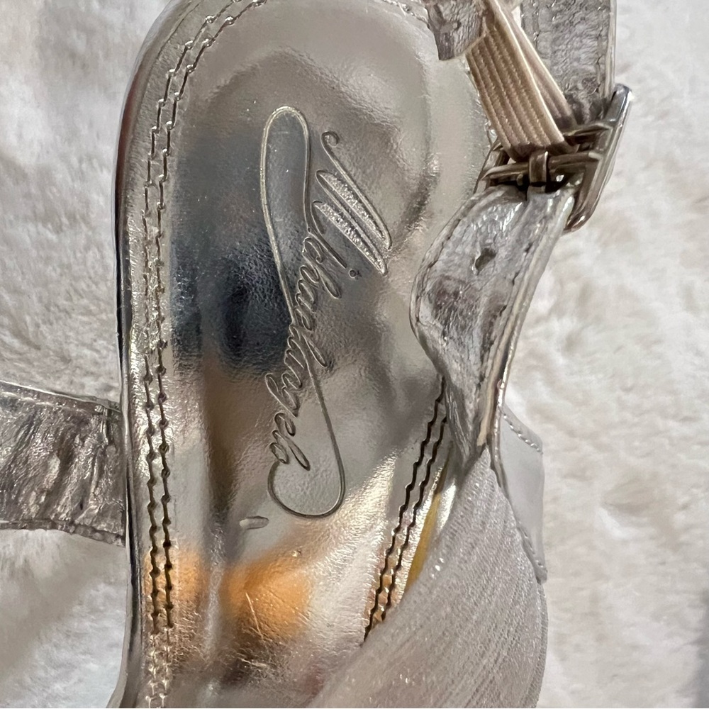 Michelangelo Silver Rhinestone Embellished T Strap Heels Women Size 7.5 - Picture 7 of 9